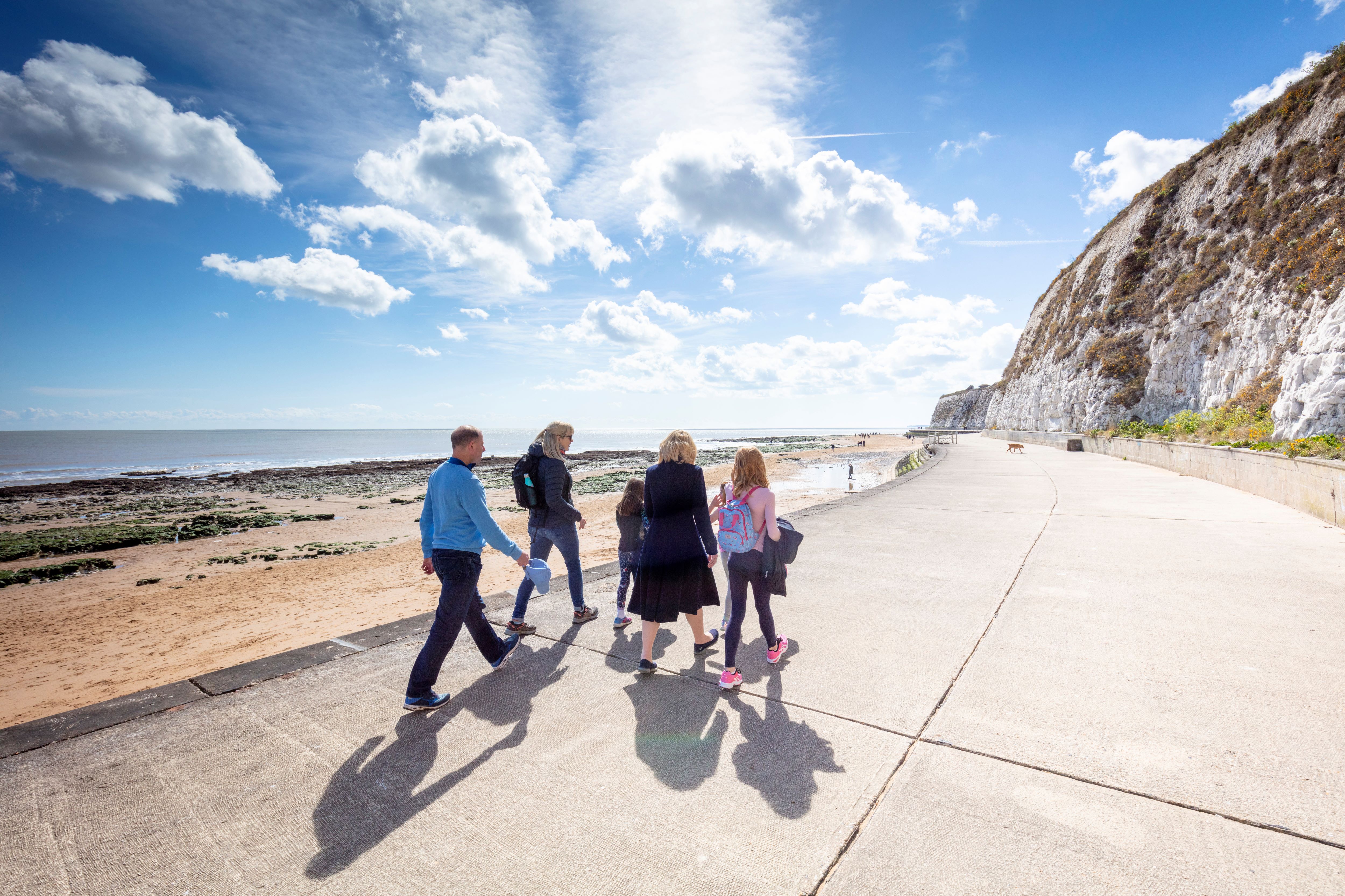 Family Walking Along Louisa Bay, Broadstairs